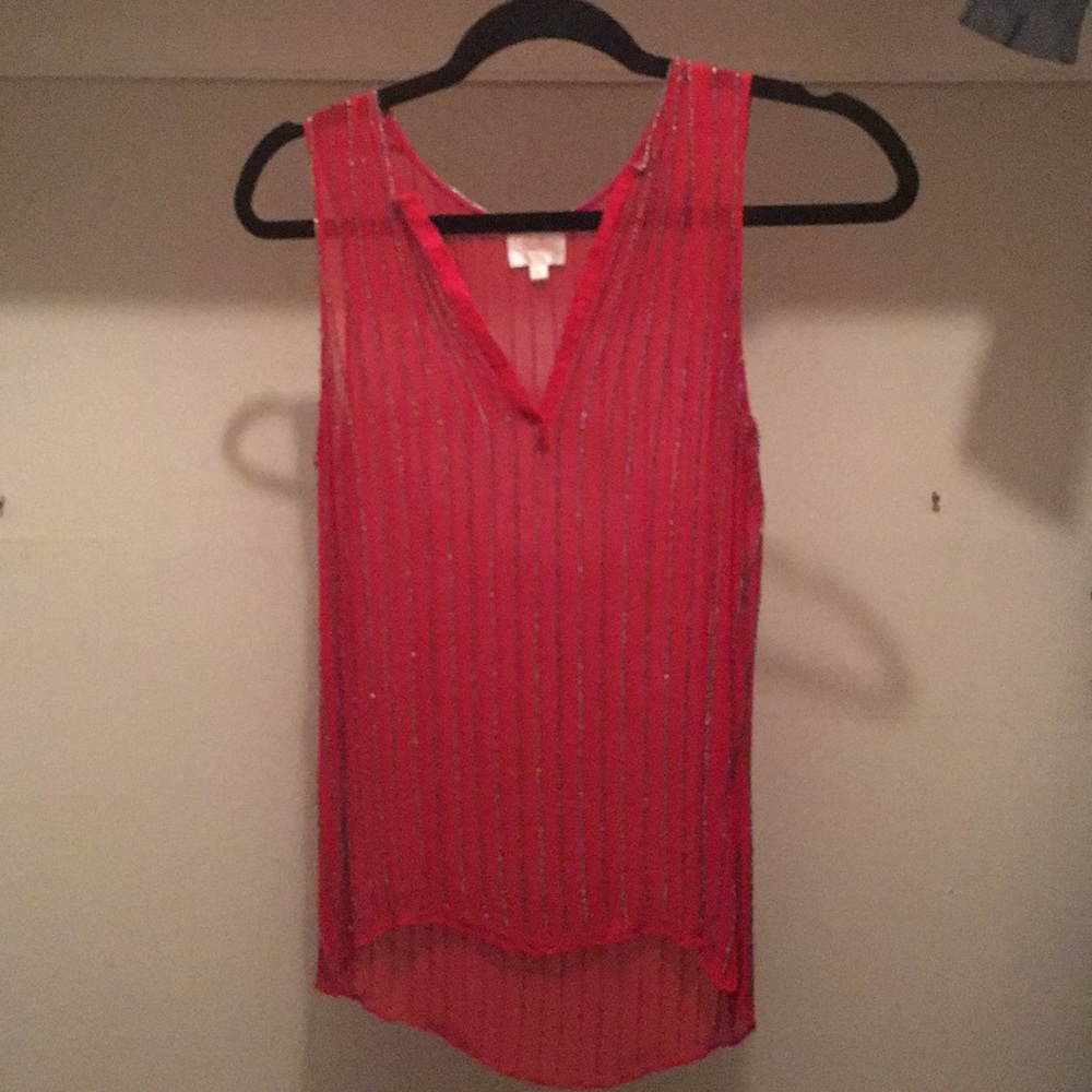 Red Parker sequin top